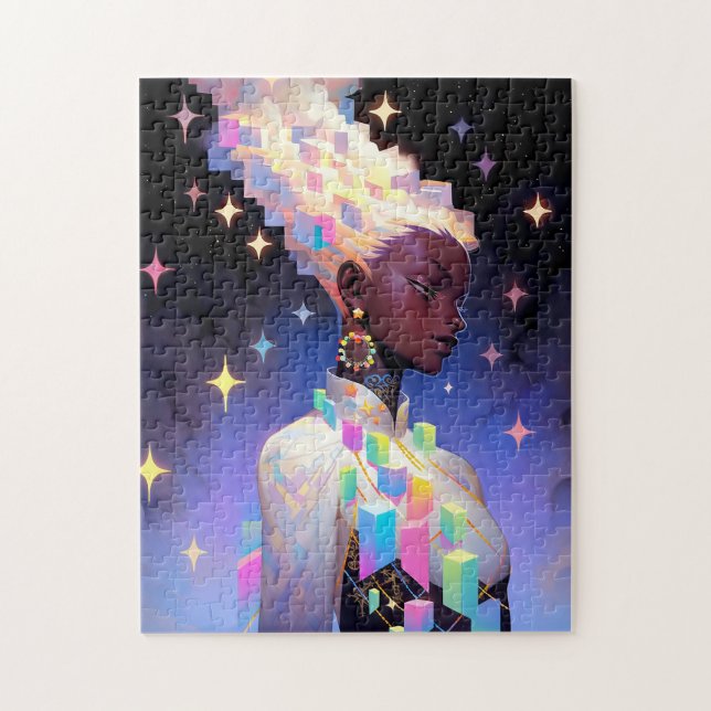 Quebra-cabeça Menina de Animação Geométrica Moderna (Vertical)