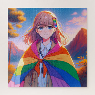Quebra-cabeça Menina de anime com LGBTQIA+ Cabo