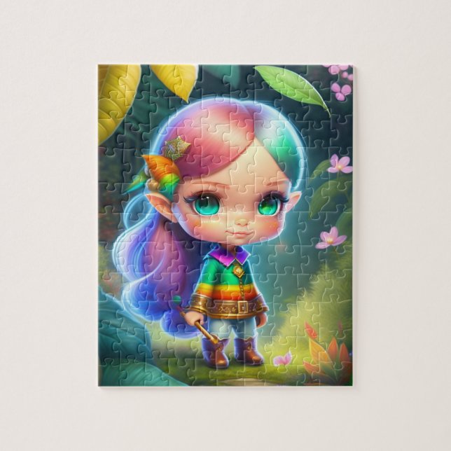 Quebra-cabeça Menina de Elf Bonita (Vertical)