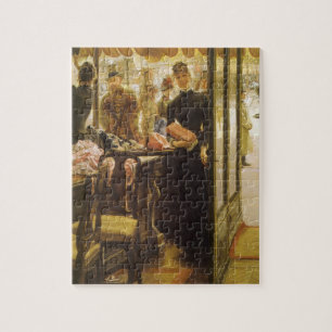 Quebra-cabeça Menina de loja por Tissot, belas artes do