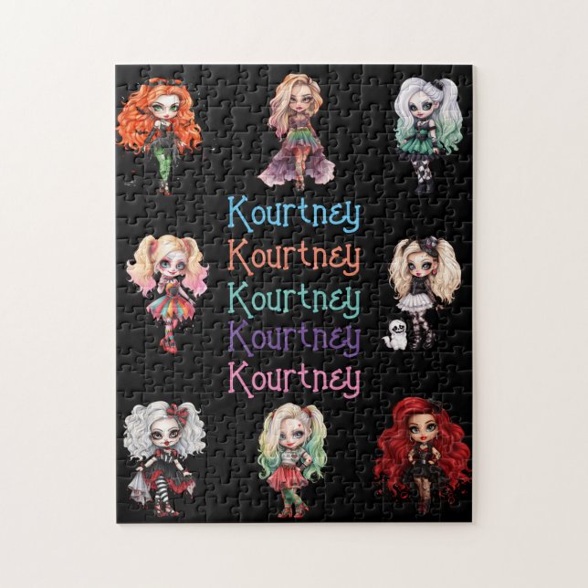 Quebra-cabeça Menina Doll Spooky Tema de Halloween com Nome (Vertical)