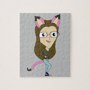 Quebra-cabeça menina-gato chibi