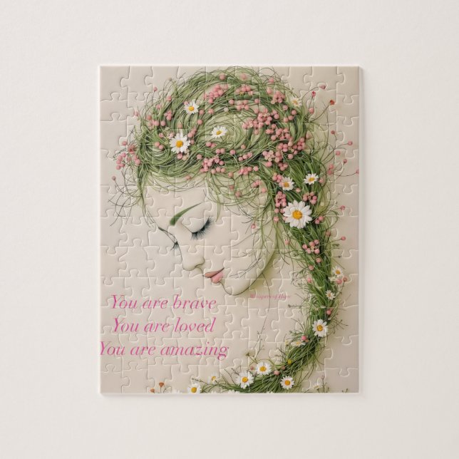 Quebra-cabeça Menina maravilhosa com flor (Vertical)