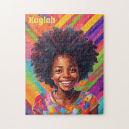 Quebra-cabeça Menina Negra Em Diversão De Cores Arco-Íris Person