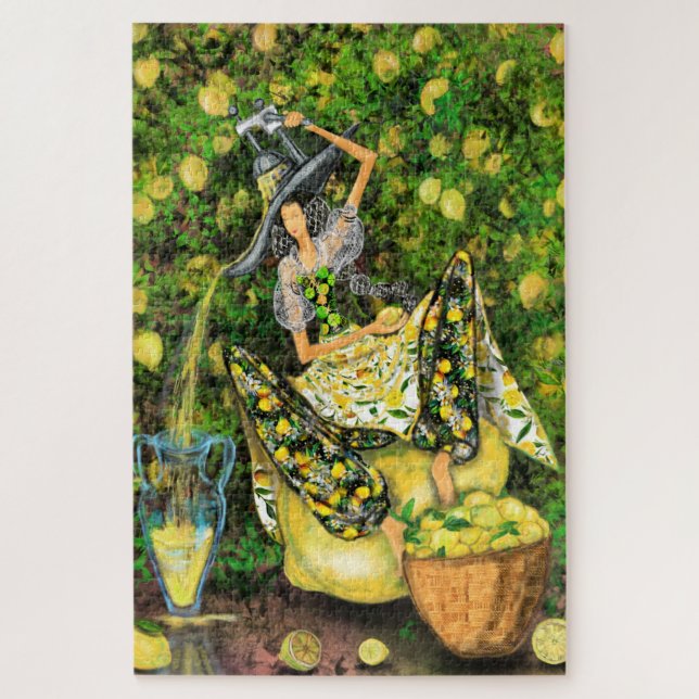 Quebra-cabeça Menina no Jardim de Limão Faz Limonada Jigsaw Puzz (Vertical)