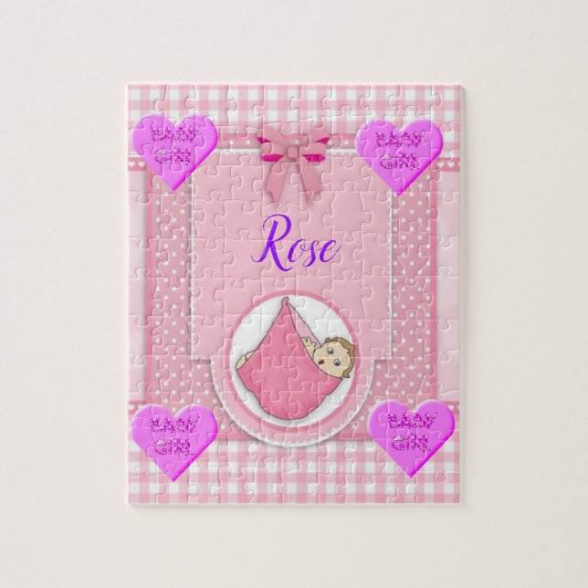 Quebra-cabeça Menina Rosa Stripe (Vertical)