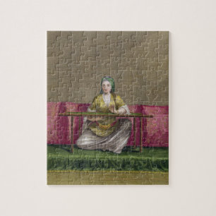 Quebra-cabeça Menina turca, bordando, século XVIII (engravin