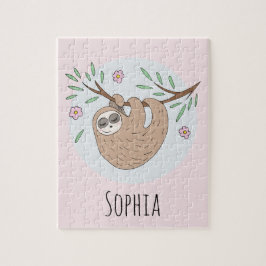 Quebra-cabeça Meninas Cute Dormindo Lama com Nome