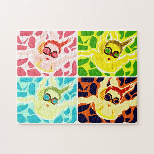 Quebra-cabeça Meninas dos óculos de proteção que nadam na água (Horizontal)