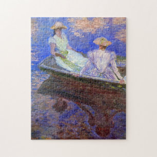 Quebra-cabeça Meninas jovens num barco de linha Monet Fine Art