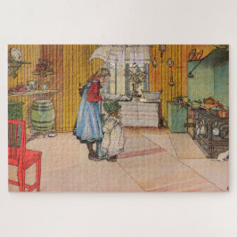 Quebra-cabeça Meninas na cozinha (Arte Sueca Clássica)