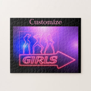 Quebra-cabeça Meninas Neon Rosa Assinam Thunder_Cove 