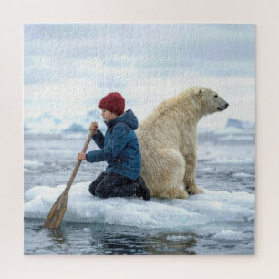 Quebra-cabeça Menino Jovem no Gelo Resgatando um Urso Polar