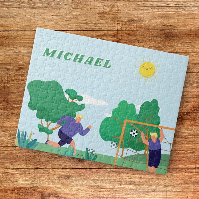 Quebra-cabeça Meninos Louras Jogadores de Futebol Ilustração Nom (Criador carregado)