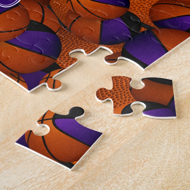 Quebra-cabeça meninos meninas - cores do time de basquete roxo p (Lateral)
