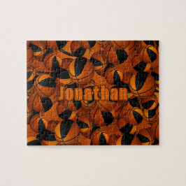 Quebra-cabeça meninos meninas: seleção de basquetebol em laranja