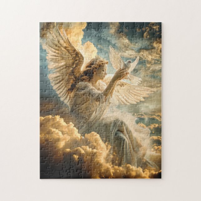 Quebra-cabeça Mensageiros do Anjo da Paz com Pomba Branca (Vertical)