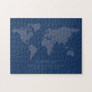 Quebra-cabeça Mensagem de Surpresa Secreta do Mapa Mundial Azul 