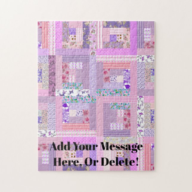 Quebra-cabeça Mensagem Personalizada de Coleta de Patches Rosa (Vertical)