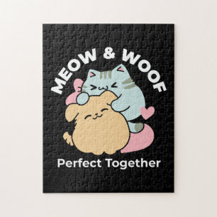 Quebra-cabeça Meow & Woof Perfect Toga - Gato e Cachorro Bonitos