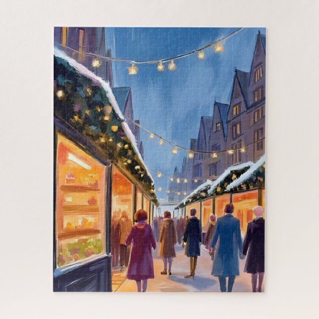 Quebra-cabeça Mercado de Férias Pintura Feliz Natal (Vertical)