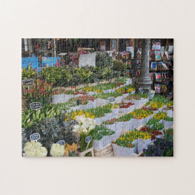Quebra-cabeça Mercado de Tulipas de Amsterdã (Horizontal)