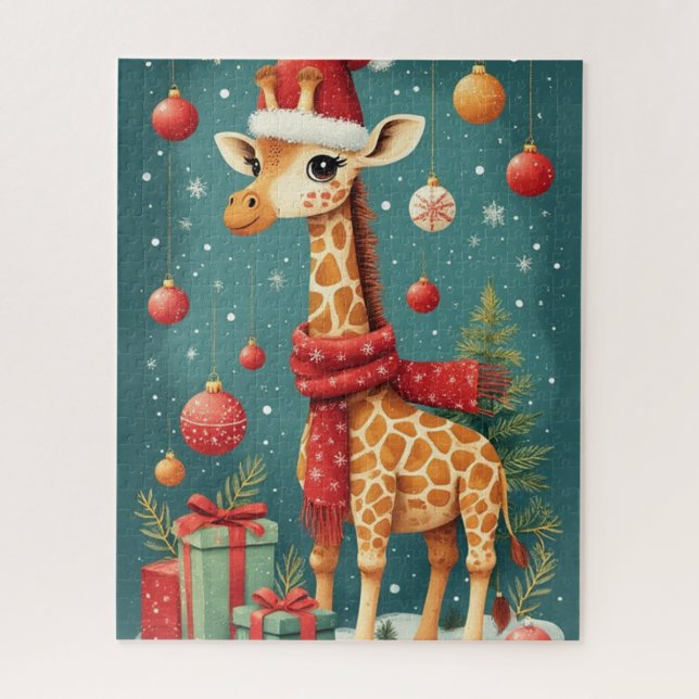 Quebra-cabeça Merry Christmas Giraffe (Vertical)