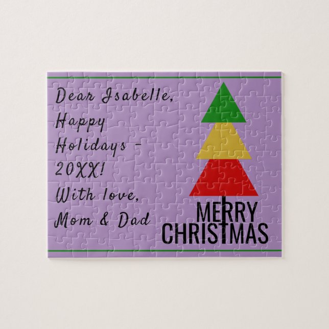 QUEBRA-CABEÇA MERRY XMAS TREE TRIANGLE FORMA NATAL DE NATAL (Horizontal)