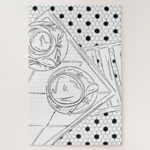 Quebra-cabeça Mesa Bistro de Paris Negro e Branco