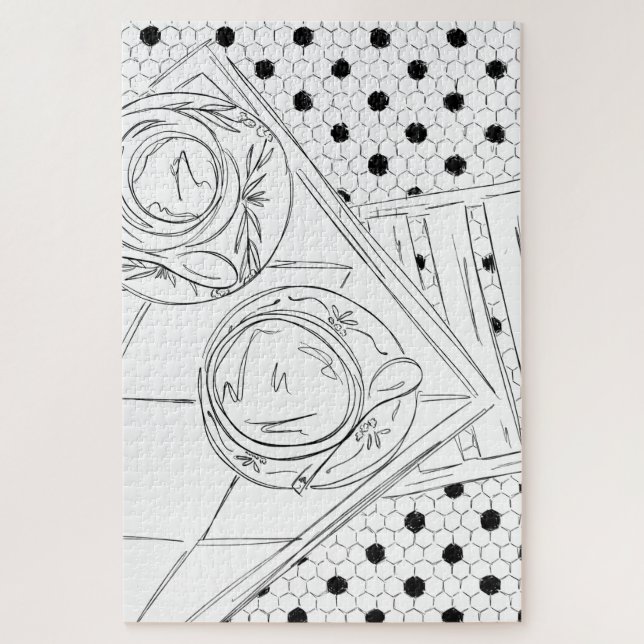 Quebra-cabeça Mesa Bistro de Paris Negro e Branco (Vertical)