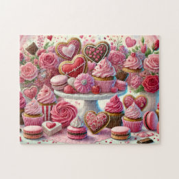 Quebra-cabeça Mesa de Biscoitos e Cupcakes em Coração de Sobreme