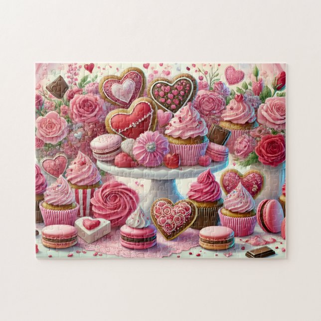 Quebra-cabeça Mesa de Biscoitos e Cupcakes em Coração de Sobreme (Horizontal)