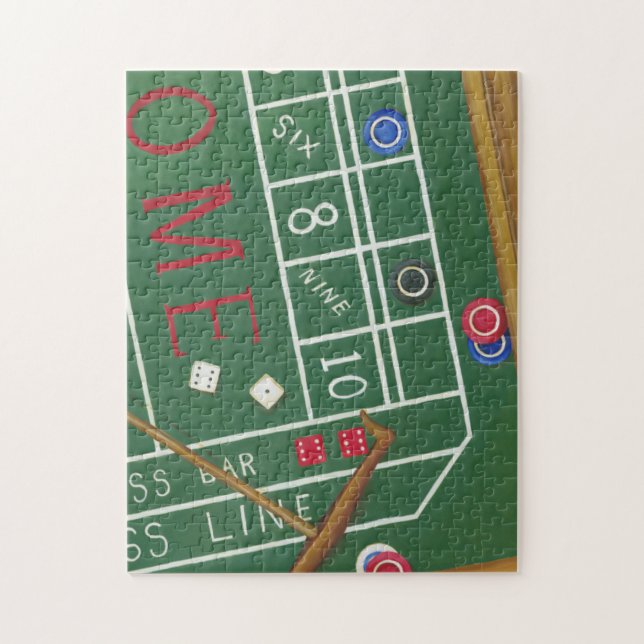 Quebra-cabeça Mesa de cassino com Chips e Dice (Vertical)