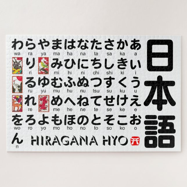 Quebra-cabeça Mesa Japonesa de Hiragana (Hanafuda) (Horizontal)