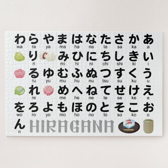 Quebra-cabeça Mesa Japonesa de Hiragana (Wagashi) (Horizontal)