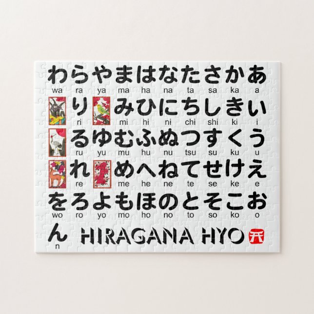 Quebra-cabeça Mesa japonesa dos Hiragana (alfabeto) (Horizontal)