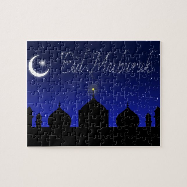 Quebra-cabeça Mesquita das estrelas noturnas de Eid Mubarak (Horizontal)