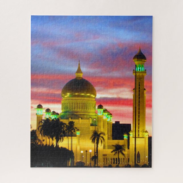 Quebra-cabeça mesquita noturna de brunei (Vertical)