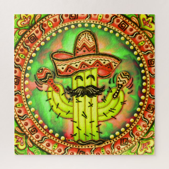 Quebra-cabeça Mexicano Fiesta Cinco de Mayo Sombrero Hat Green (Vertical)