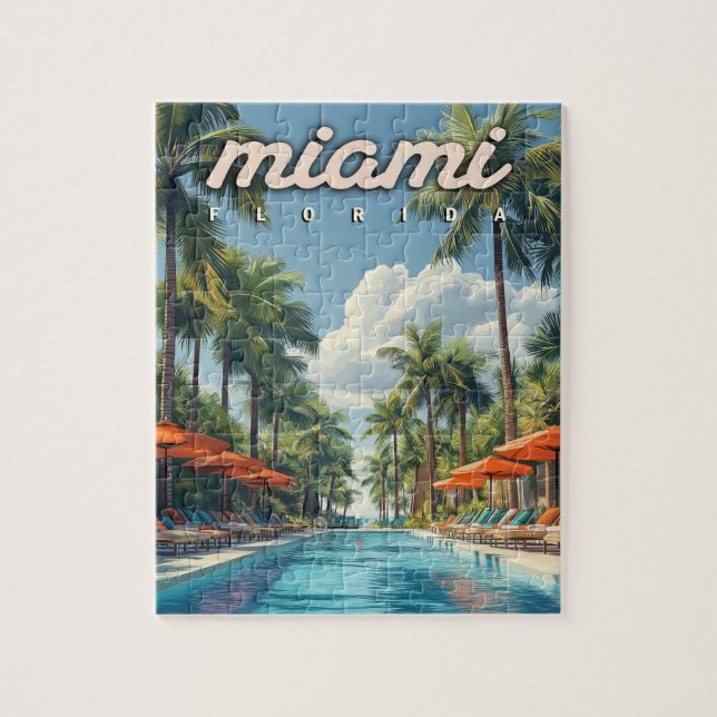 Quebra-cabeça Miami Piscina Vintage (Vertical)