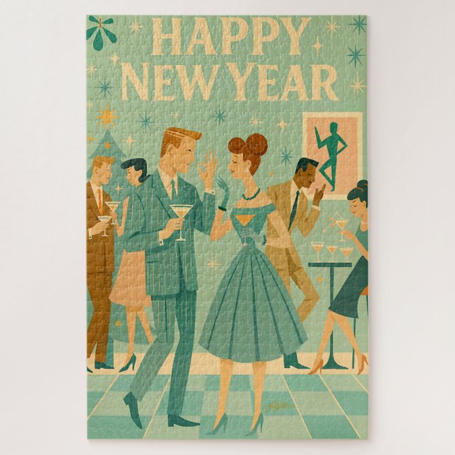 Quebra-cabeça Mid Century Happy New Year The Martini Dance (Vertical)