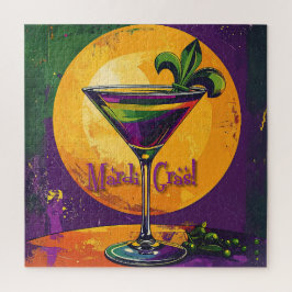 Quebra-cabeça Mid Century Mardi Gras Sunset Fleur De Lis Martini