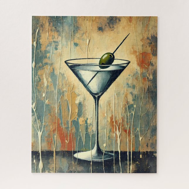 Quebra-cabeça Mid Century Mixed Media Martini Art (Vertical)