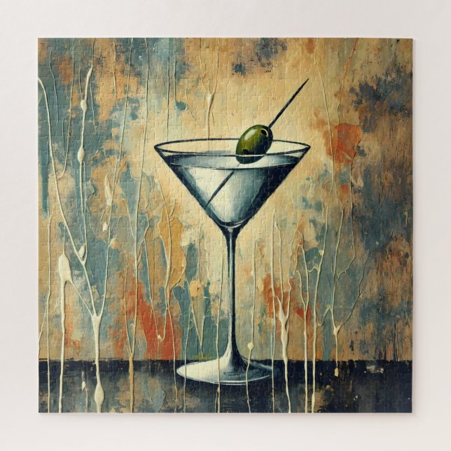 Quebra-cabeça Mid Century Mixed Media Martini Art (Vertical)