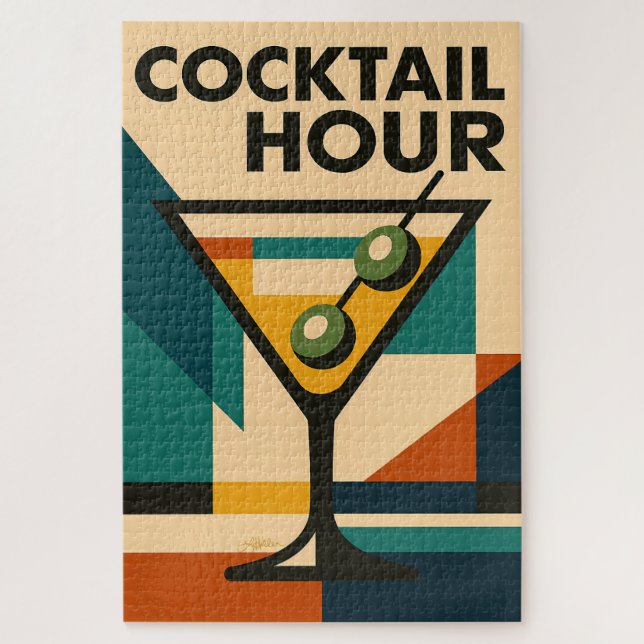 Quebra-cabeça Mid Century Modern Bauhaus Cocktail Hour Martini (Vertical)