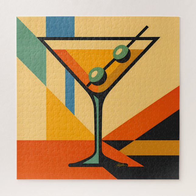 Quebra-cabeça Mid Century Modern Sunrise Bauhaus Martini (Vertical)