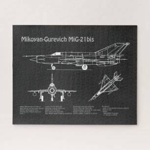 Quebra-cabeça MiG-21 bis - PD Planos de Impressão Blueprint do A
