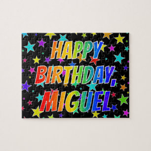Quebra-cabeça "MIGUEL" First Name, Fun "HAPPY BIRTHDAY"