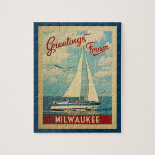 Quebra-cabeça Milwaukee Sailboat Viagens vintage Wisconsin