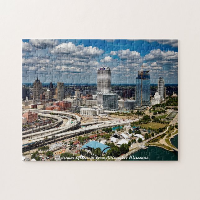 Quebra-cabeça Milwaukee Wisconsin.Saudação de Natal Puzzle (Horizontal)